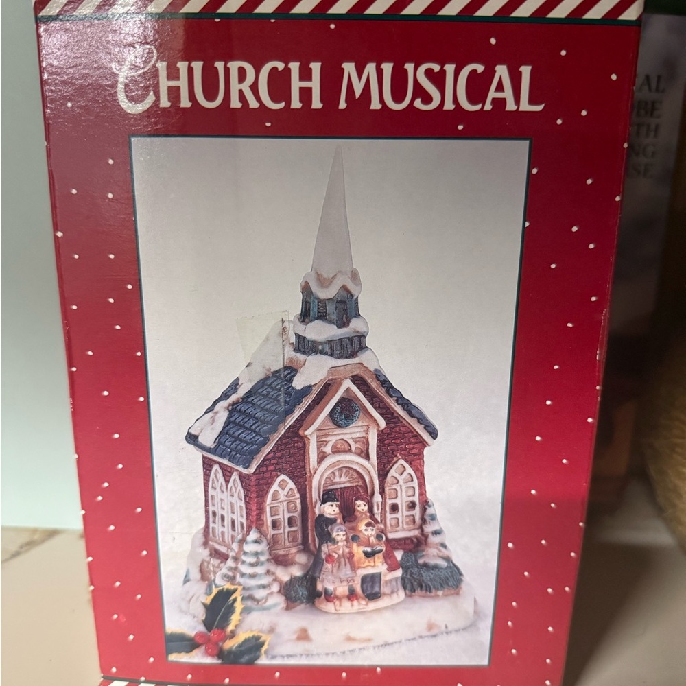 Church Musical Holiday Decoration - Red Church Design